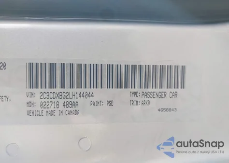 2020 Dodge Charger Sxt Rwd из США, поврежденный, VIN 2C3CDXBG2LH144044